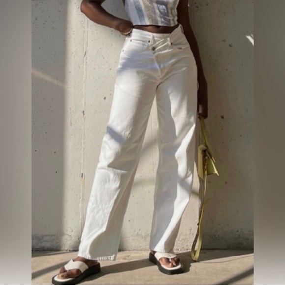 Agolde Sz 24 30" Criss Cross Wide Leg Upsized Jean in Off White Relay - Picture 3 of 14